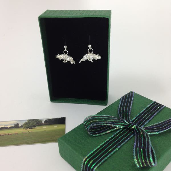 Sterling Silver Border Collie Earrings
